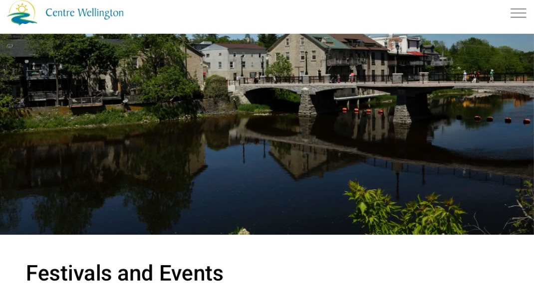Picture of Centre Weliington ON Festivals and Events webpage
