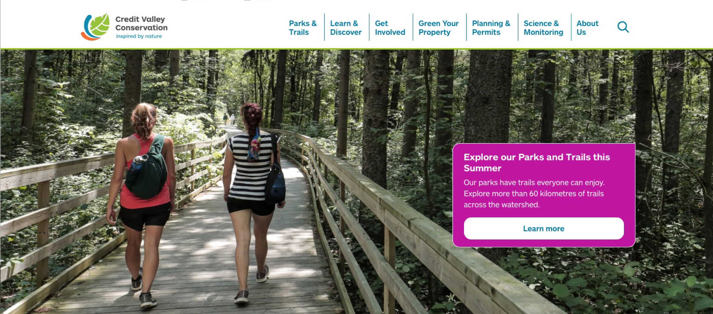 Picture of Credit Valley Conservation main webpage