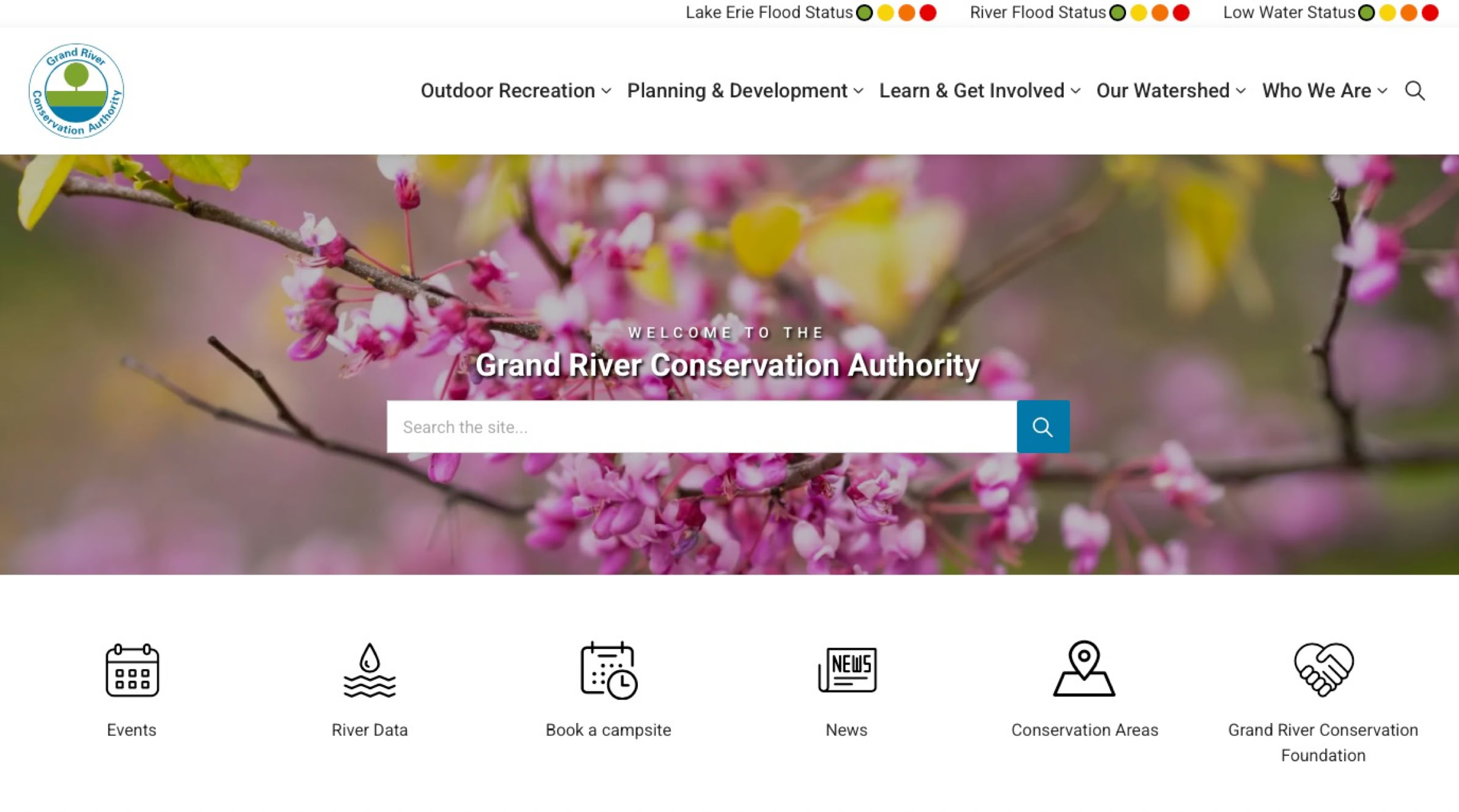 Picture of Grand River Conservation Authority main webpage