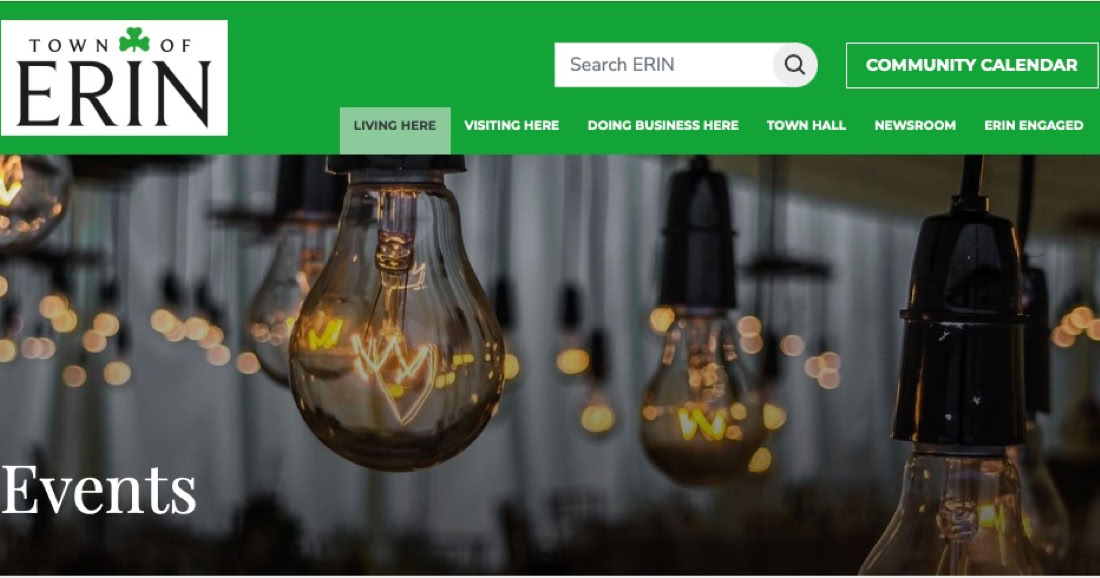 Picture of Town of Erin Events webpage