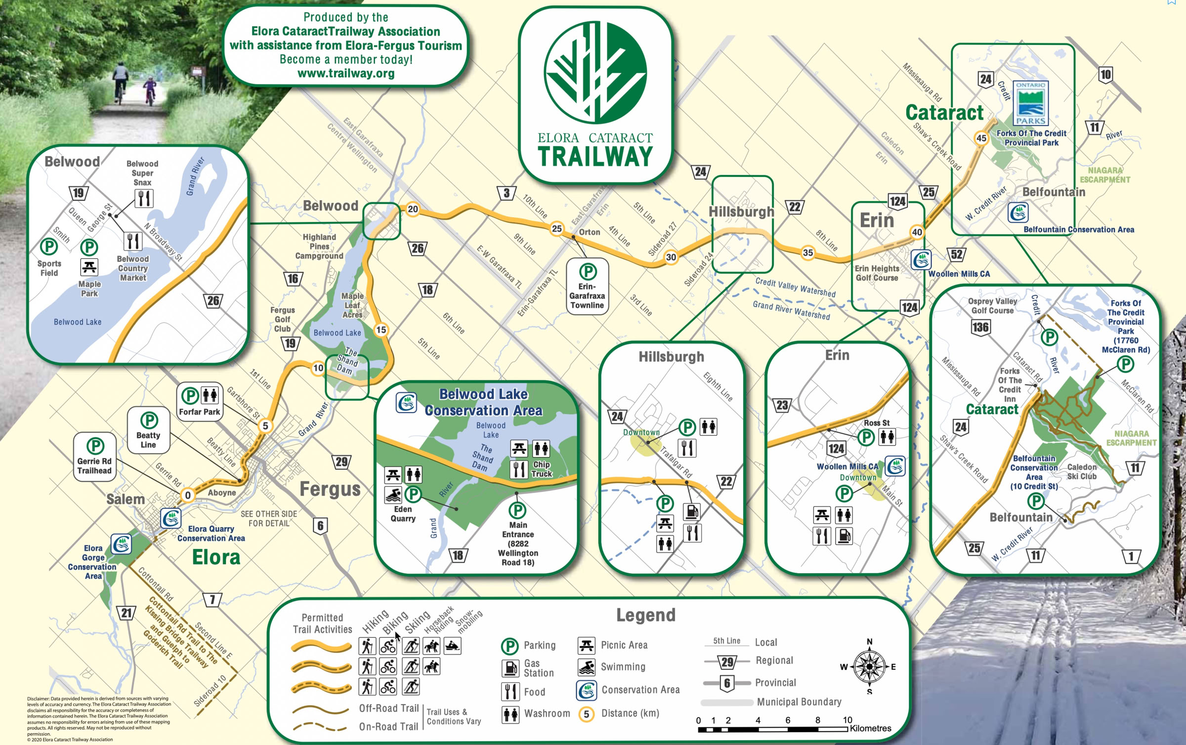 Elora Cataract Trailway Association map of the Elora Cataract Trailway