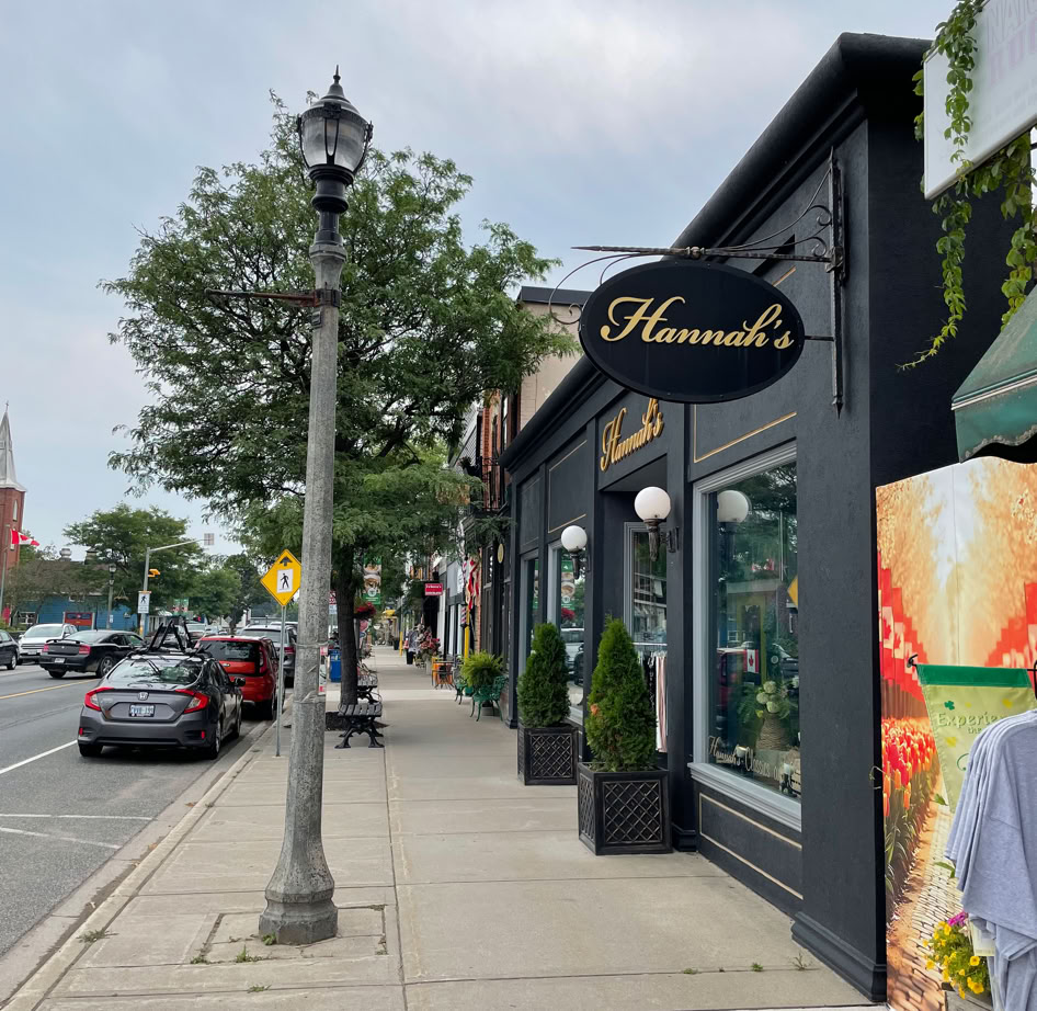 View of downtown shops in Erin, Ontario, Canada.